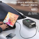 Promate 3000A 12V Jump Starter with 150PSI Air Compressor, 16000mAh Power Bank, 65W PD, LED Flashlight & 7.5-Inch Display | PatrolPack-Ultra |