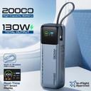 Promate 20000mAh Power Bank, 130W Total Output, 100W USB-C PD, Built-In Braided Cable, 22.5W USB-A, 65W Fast Recharge, TFT Display | Titan-130Pro |