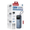 Promate 20000mAh Power Bank, 130W Total Output, 100W USB-C PD, Built-In Braided Cable, 22.5W USB-A, 65W Fast Recharge, TFT Display | Titan-130Pro |