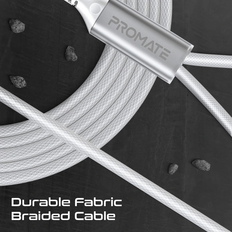 Promate 140W USB-C to Dual USB-C Charging Cable, PD 3.1, 480Mbps Data Transfer, 1.4M Fabric Braided Cable | PowerLink-3C |