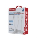 Promate 140W USB-C to Dual USB-C Charging Cable, PD 3.1, 480Mbps Data Transfer, 1.4M Fabric Braided Cable | PowerLink-3C |