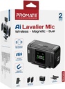 Promate Sonex Wireless AI Lavalier Microphone 2-Pack, AI Noise Cancellation, 24-Hour Battery, 130m Range | Sonex |