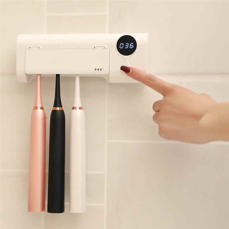 UV Toothbrush Sterilizer Toothpaste Dispenser Wall Mounted Toothbrush Toothpaste Holder