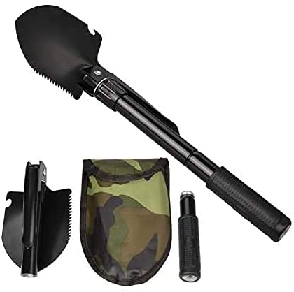 Multi-Purpose Foldable Shovel Portable Camping Multitool Kit With Storage Case