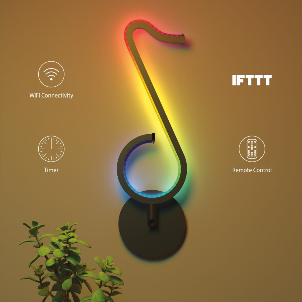 Porodo | PDBRTKDL | Brite Smart LED Desk Or Wall Lamp With Music Rhythm Sync function & Automated Timer  | BLACK |