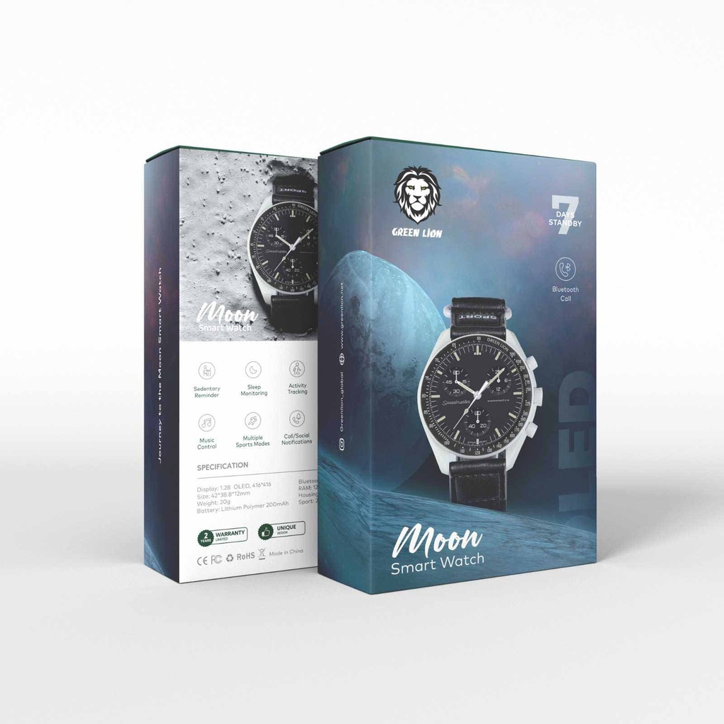 Green Lion Smart Watch | 7 days Standby | 200mAh Battery | Calls & Social Notifications | Activity Tracking | Health Monitoring | Unique Design | 2 Years Warranty |