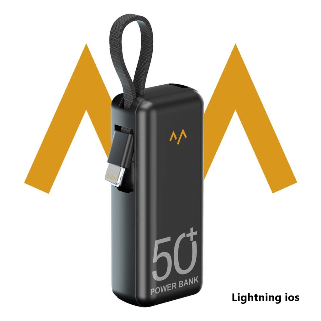 7MD Mini Power Bank Lightning | 5000 mAh Capacity | Built-in Lightning Cable | Fast Charging | Small & Light Weight | Safe & Reliable | 12 Moths Warranty | , Winter Collection