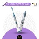 [9515] 7MD Travel Toothbrush with a Builtin Case for Toothpaste, Folding Handle, Soft Bristle, Blue Color