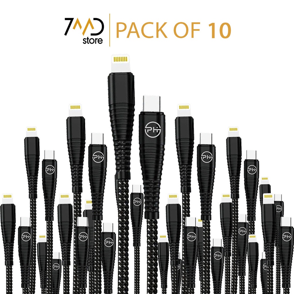 باقة كابلات شحن سريع Type-C إلى Lightning من فانفون (PH-01) – عبوة من 10 قطع | PH-01 |