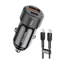 شاحن سيارة ثنائي المنافذ بقدرة 50 واط ‏(PD 20W + QC 30W) مع كابل Type-C إلى Lightning من بورودو - أسود | PD-CC50WL-BK |