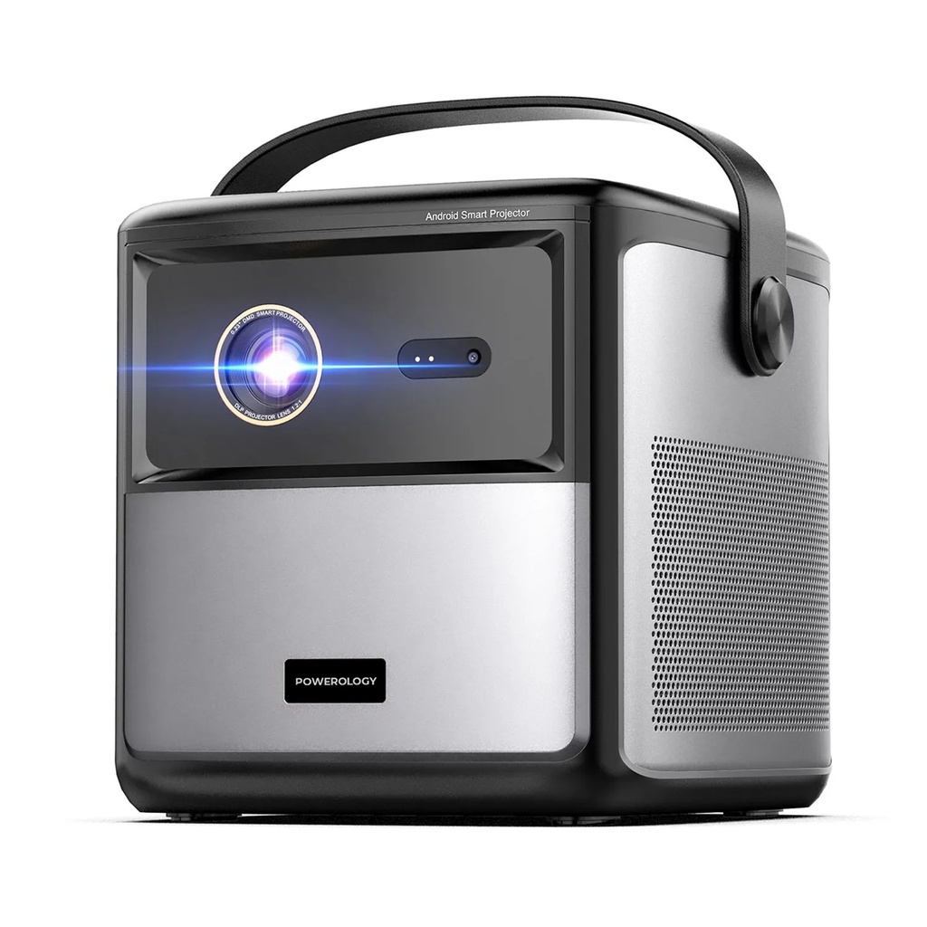 Powerology Starbeam 100 inch 4K GTV Projector – Android 9, Google TV, Brightness 450 ANSI, Full HD, 3D Support, 15000mAh Battery, USB & HDMI Connectivity, Laser Auto-Focus, Portable Home Entertainment Projector | PGTVPBK |