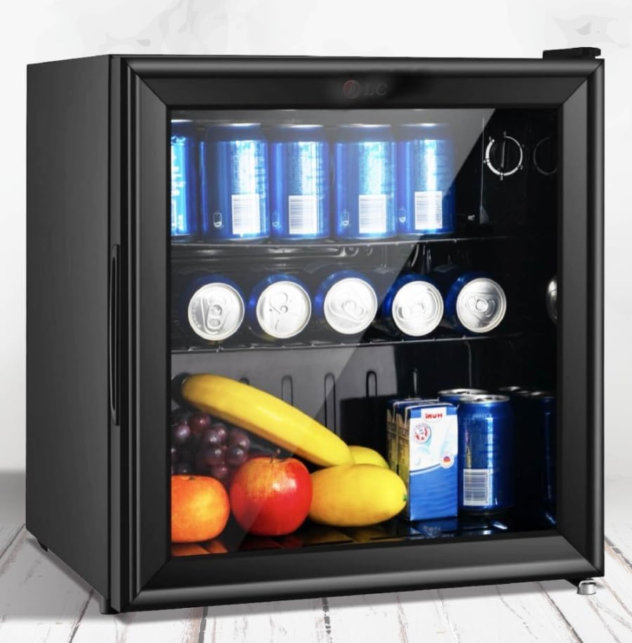 DLC Mini 50L Beverage Refrigerator Constant Temperature + Slightly Frozen, Double-Layer Vacuum Tempered Glass, Black DLC-32450