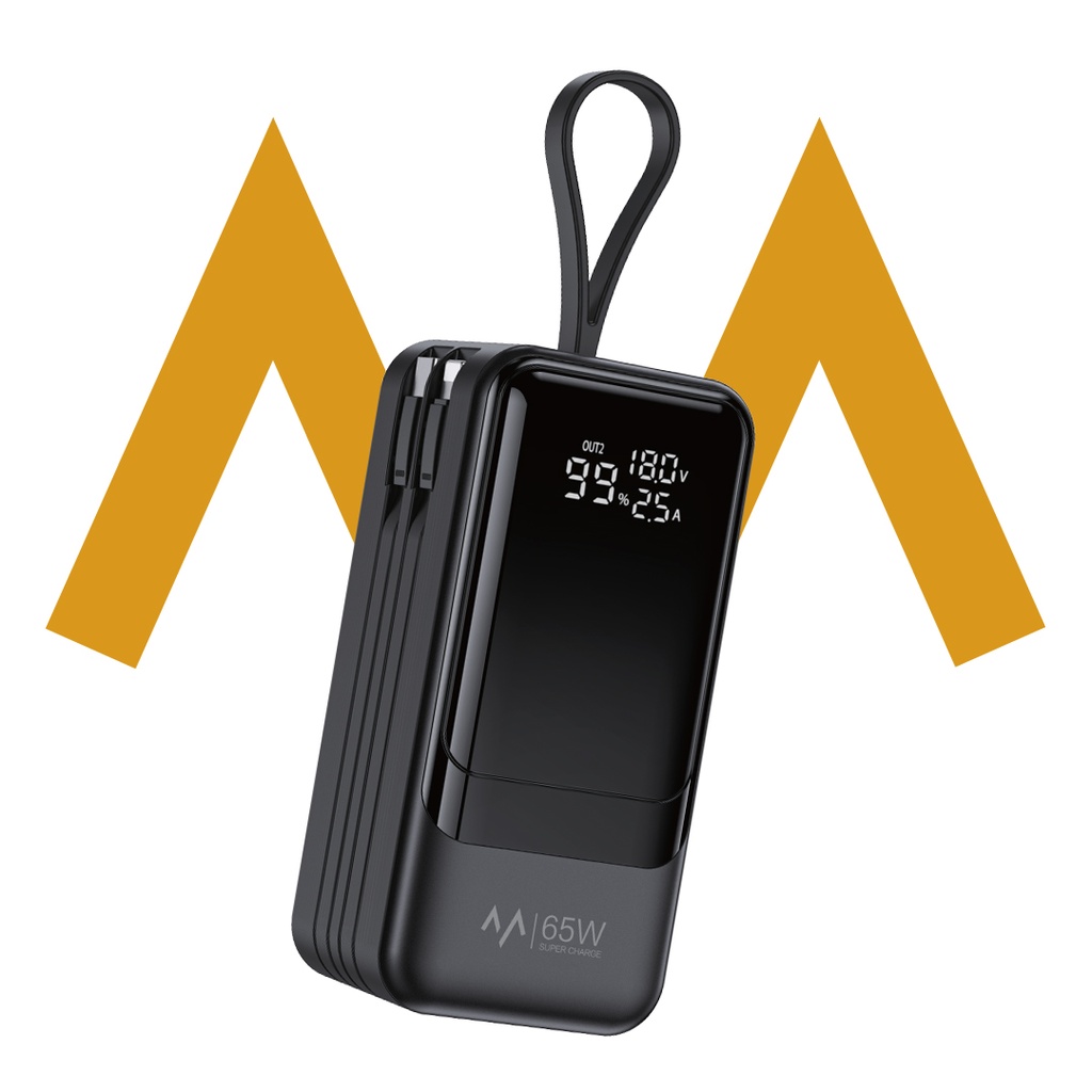 7MD High-Power 20000mAh 65W Fast Charging Built-In Type-C Lightning Cable USB-A & Type-C Ports Travel Friendly Power Bank | 7MD2445 |