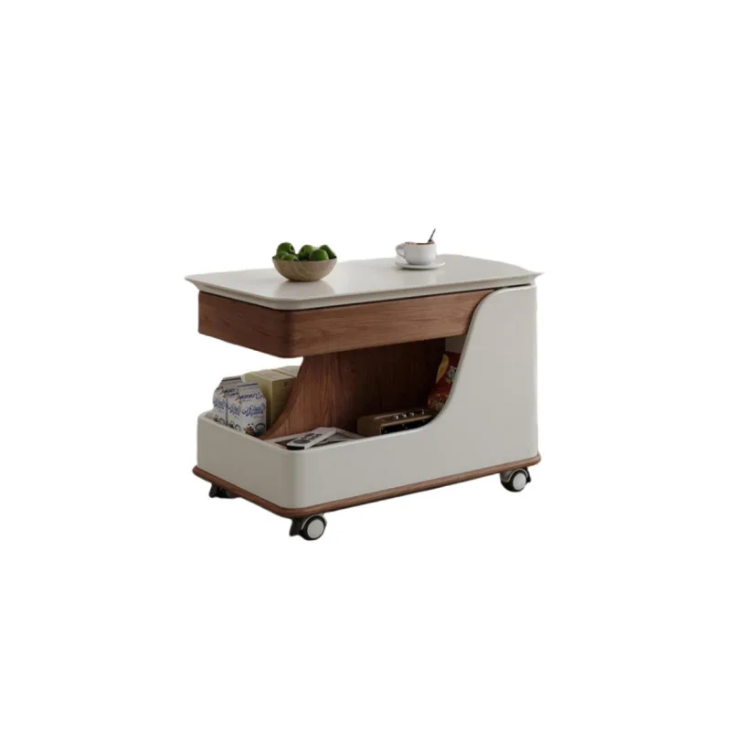 Stylish Movable Solid Wood Coffee Table with Wheels & Lift Top Multifunctional Space-Saving Design Side Table for Living Room |CJ08|