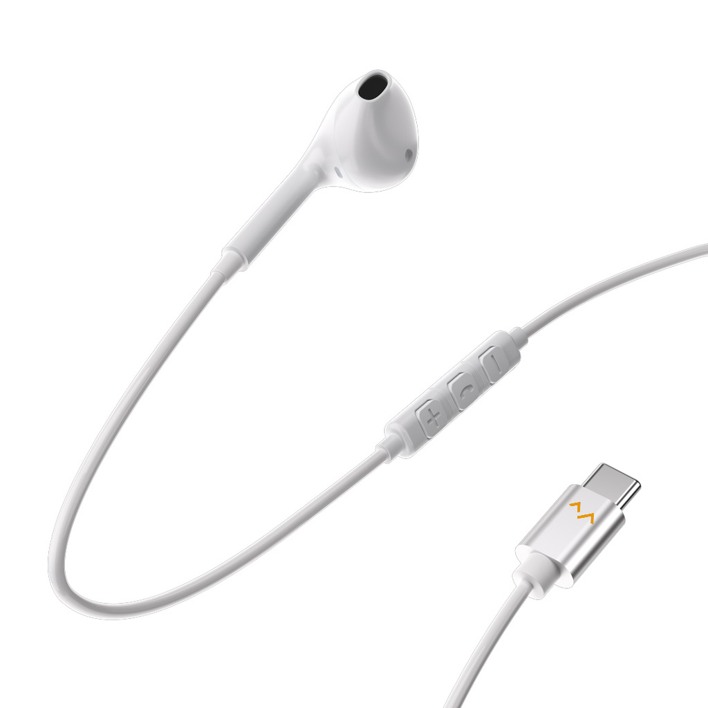 7MD Mono Earphone with Type-C Connector - Superior Stereo Sound 120cm Smart Wired Control Clear Mic Ergonomic Design |7MD-WEP02|
