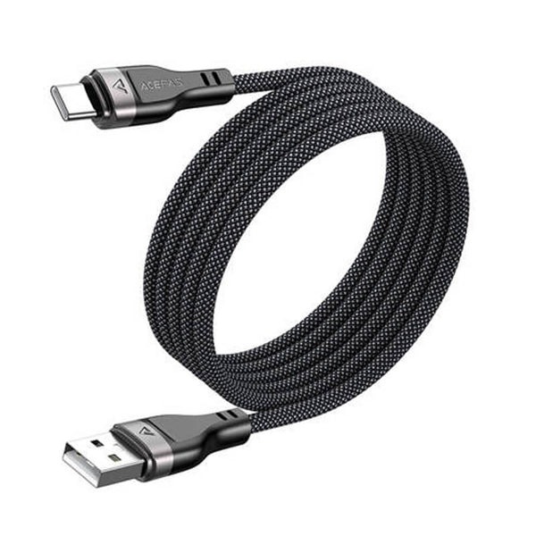 كابل ACEFAST بطول 1.2 متر بقدرة عالية 3A من نوع USB-A إلى USB-C مغناطيسي مضاد للتشابك للشحن السريع ونقل البيانات |C11-04|