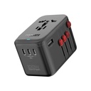 Promate 100W GaNFast™ Multi Port Travel Adapter 4 USB C PD Ports USB A QC 3.0 Worldwide Compatibility Auto Reset Fuse & Safety Protection |TripMate-Gan100|