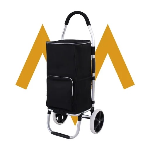 7MD Shopping Trolley Large Capacity Thermal Insulation Pocket Silent PU Wheels Splash Proof Foldable 45kg Load