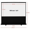 Portable Floor Standing Projection Screen 80inch & 100inch Quick Setup Air Pressure Spring Aluminum Case Lightweight & Durable Fabric: Matte