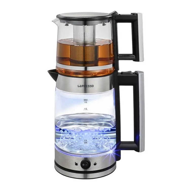 Lepresso ThermoBrew Turkish Tea Glass Kettle 1.8L Electric Kettle with 1.2L Teapot Advanced Brewing System Auto Shut Off Keep Warm Mode |LP020||LPCFFM0020|