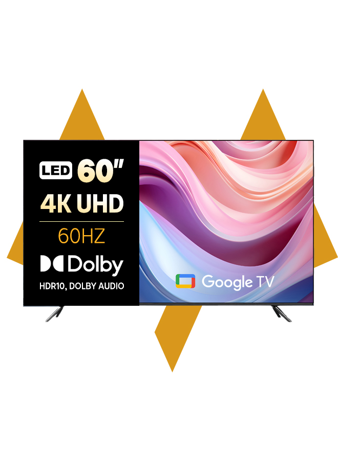 7MD 60 Inch Google TV 60 Hz Refresh Rate 16GB eMMC + 2GB RAM 4K UHD Smart LED TV with Dolby Audio Sound WiFi Bluetooth Voice Search Built In Speakers & HDR10 Support |7md-02|