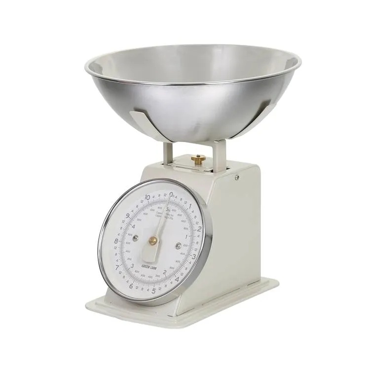 Green Lion Vintage Kitchen Scale 20g Division 5kg Stainless Steel Bowl Calibrating Dial Analog Display Dishwasher Safe Bowl Tare Function Precision Baking Scale |GL-SL2||GNVNKSCACM|