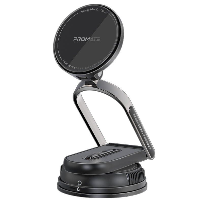 Promate MagNeo 15W Wireless Charging Mount Cradleless MagSafe Compatible Car Charger Adjustable Arm Dashboard Windshield Mount | MagNeo-15W |