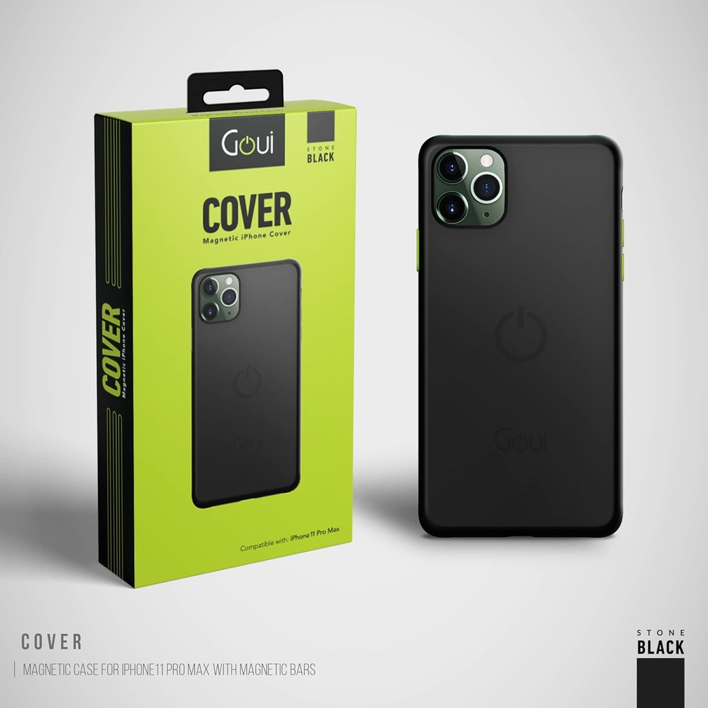 حافظة مغناطيسية من Goui لهاتف iPhone 11 Pro Max مقاس 6.5 بوصة مع قضبان مغناطيسية، مقاومة للصدمات، تدعم الشحن اللاسلكي، بسطح مطاطي ناعم G-MAGENT11PM
