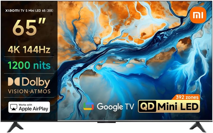 تلفزيون شاومي Mini LED مقاس 65 انش بدقة 4K و 144 هرتز مع Dolby Vision IQ وDolby Atmos ونظام Google TV (موديل 2025) | L65MA-SPLME |