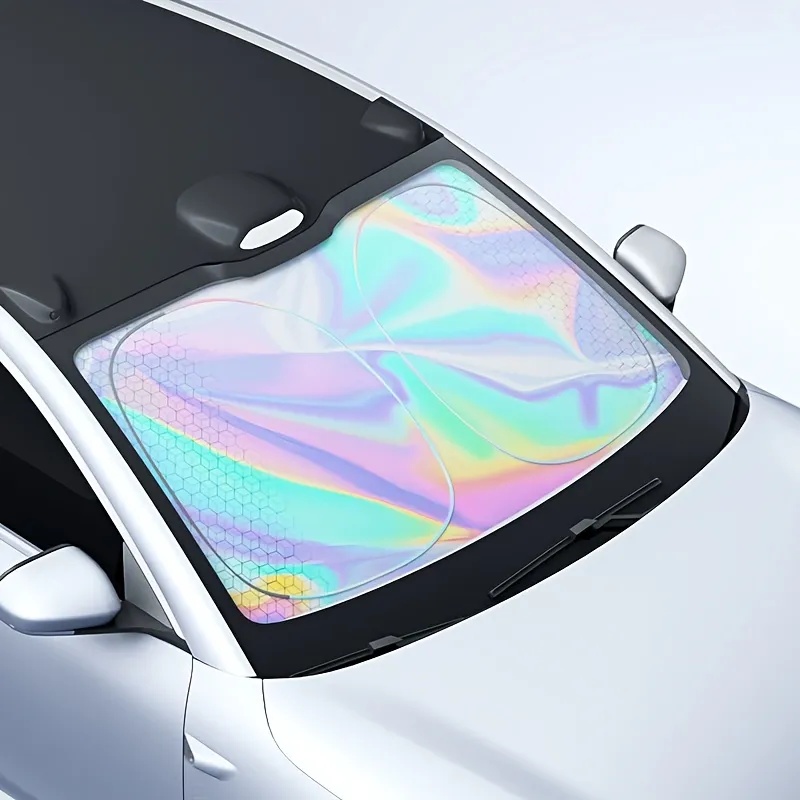 7MD Windshield Sunshade Car Cover – Reflective Black & Silver Fabric | Blocks 99% of Sunlight | Foldable Car Sun Protector