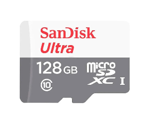 ميموري كارد سان ديسك سعة 128 جيجا بايت microSDXC - سرعة نقل حتى 100 ميجابايت/ثانية – تخزين عالي الدقة (Full HD) – متوافقة مع أجهزة أندرويد والكاميرات والأجهزة اللوحية والهواتف الذكية | SDSQUNR-128G-GN6MN |