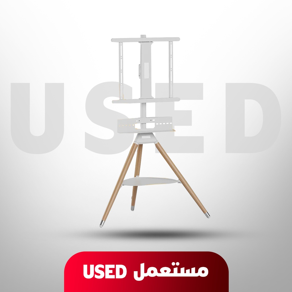 🚨 مستعمل 🚨 حامل التلفاز: 7MD مع قاعدة تثبيت للشاشات 32"-65" قابل لتعديل الارتفاع – حامل ثلاثي القوائم مع توافق VESA وقاعدة لمكبر الصوت مع ميزة الدوران والإمالة | 7MD-04006 | 🚨 غير خاضع للضمان 🚨