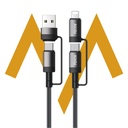 7MD 4-in-1 Fast Charging Data Cable – PD60W Power, 120cm Length, USB-A/Type-C to Type-C/Lightning, Aluminum Alloy Braided Design | 7MD46525 |