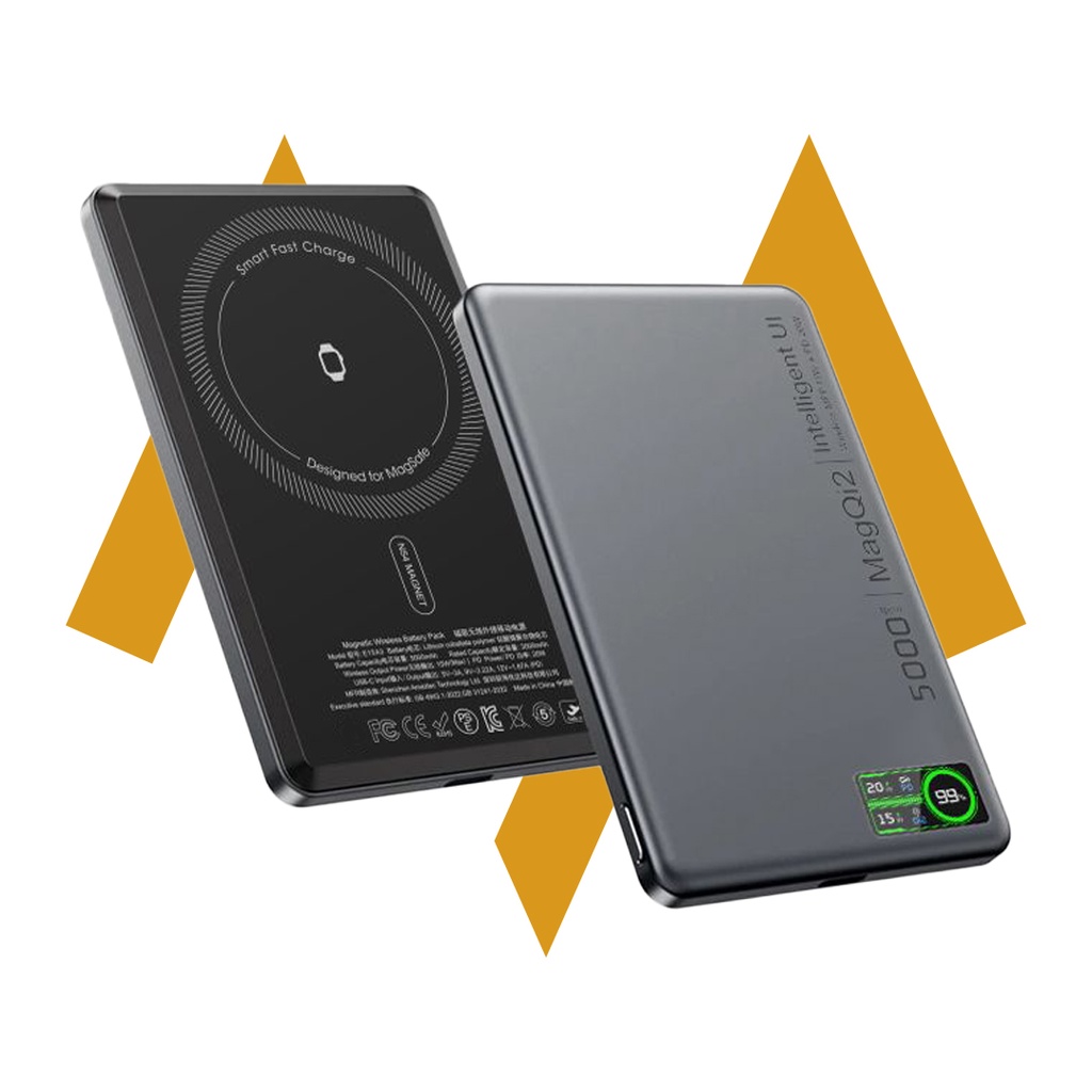 7MD 5000mAh Magnetic Wireless Power Bank – 15W Fast Charging, USB-C, MagSafe Compatible, Lightweight Slim Design | 7MD45125 |