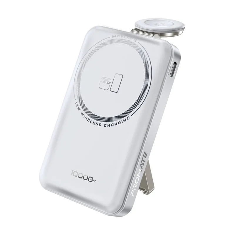 باور بنك لاسلكي فائق الصغر 3-في-1 متوافق مع MagSafe من بروميت – سعة 10000mAh، شحن سريع 20W PD مع دعم Apple Watch. م:| Mavrix-3 |