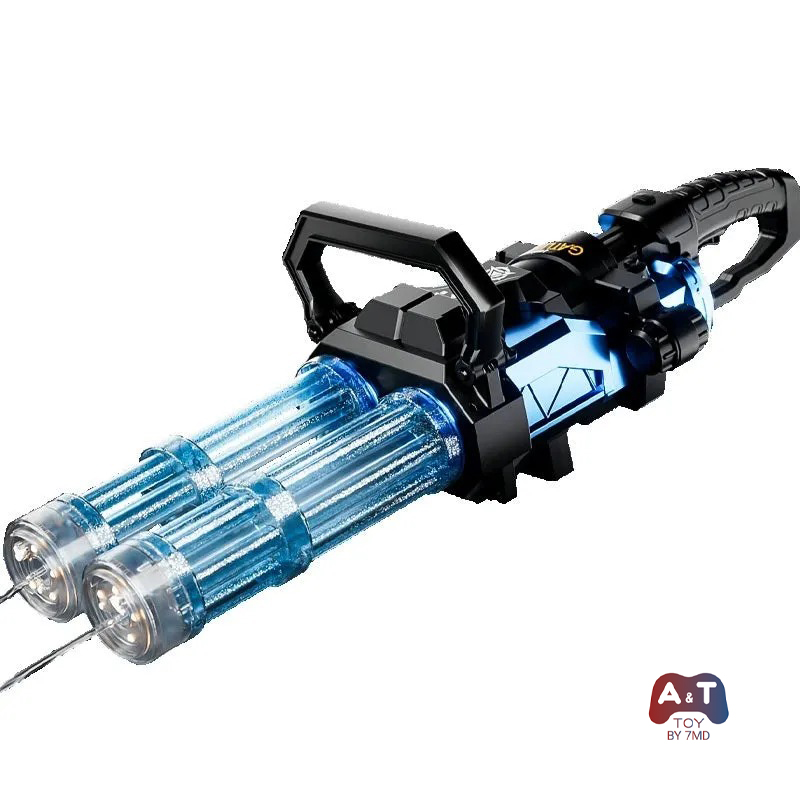 A&T TOY Super Gatling Water Gun – Double Barrel Automatic Water Gun with LED Lights, Rechargeable Battery & Large Backpack Tank | A&T-005G |