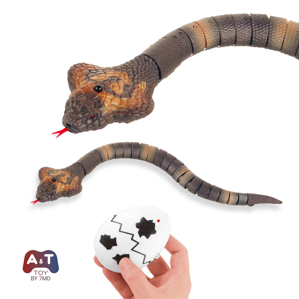A&T TOY Realistic Remote Control Cobra Snake Toy – Rechargeable RC Snake with Smart Sensing & Infrared Controller, 16-Inch Prank & Cat Toy, Gift for Kids Ages 6+