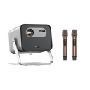 Byintek Smart WiFi DLP Projector with 2200 ANSI Brightness, Full HD 1080P, Google TV 11.0, PTZ Stand and Dual Wireless Microphones for Karaoke & Home Cinema | UFO R90 Max |