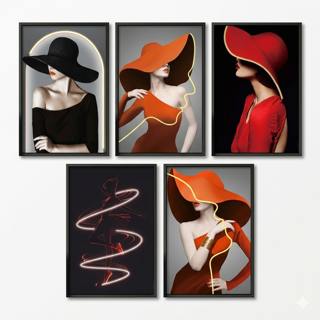 Wall Artwork Decoration Women Design with LED - (80xx120cm)
