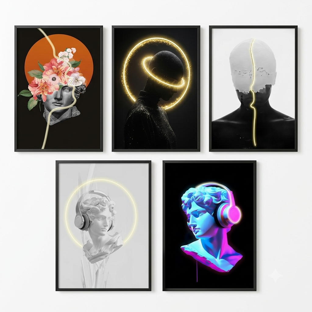Wall Artwork Decoration Men Design with LED - (80xx120cm)