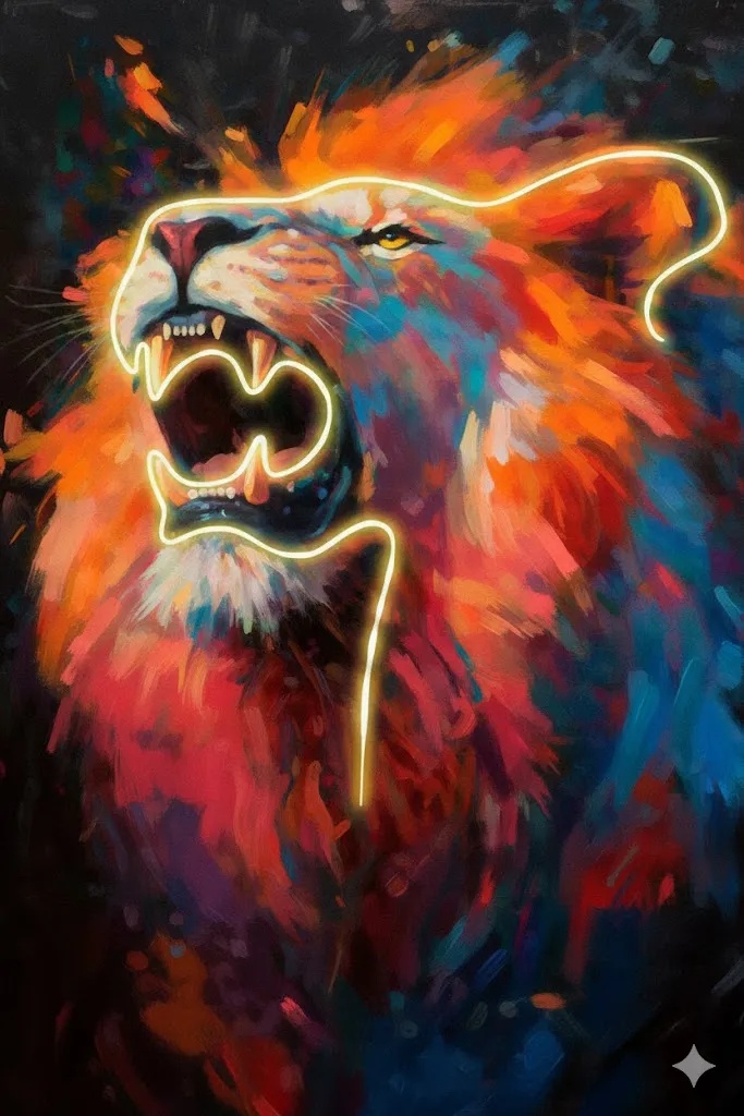 Wall Artwork Decoration Lion Design with LED - (80xx120cm)