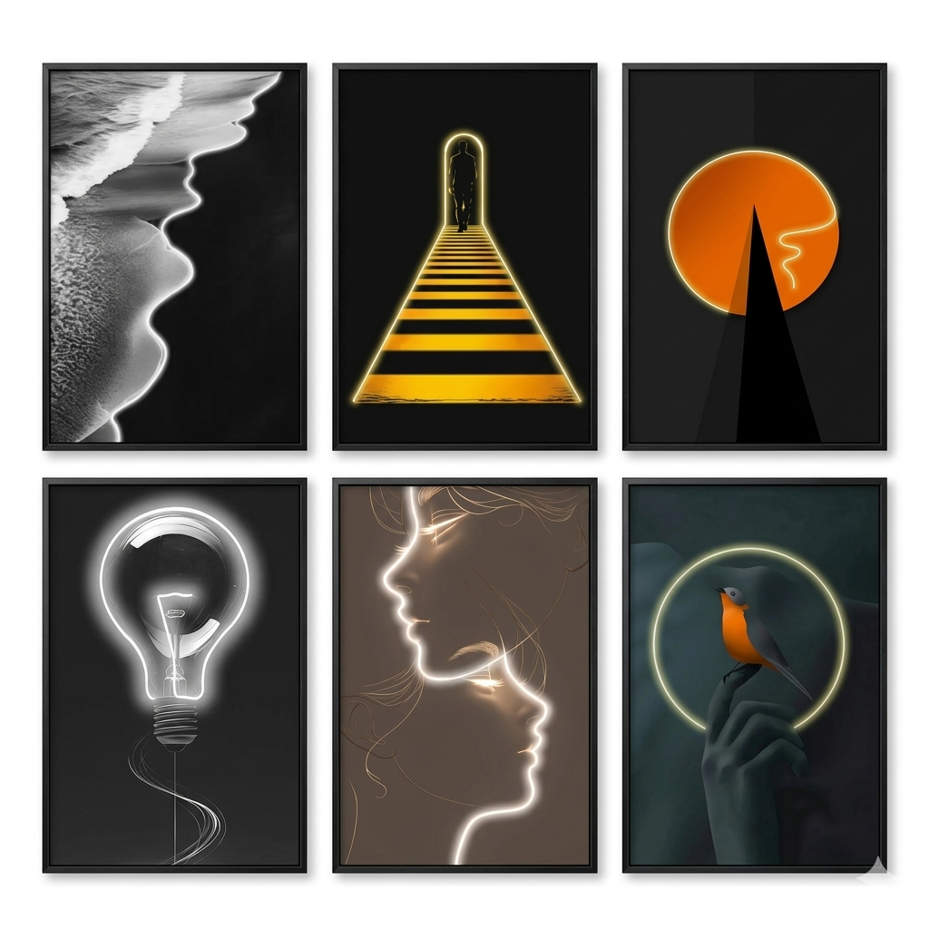 Wall Artwork Decoration Different Designs with LED - (80xx120cm)