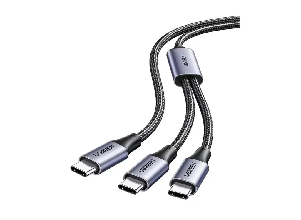 كابل شحن سريع 2 في 1 من يوغرين–تايب سي إلى تايب سي مزدوج، دعم 100W PD3.0 و QC3.0، شريحة E-Marker ذكية، نقل بيانات عالي السرعة | US561 / 35087 |