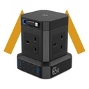 7MD Cube USB Power Strip 65W Fast Charging Station – 9-in-1 Power Hub with 4 AC Outlets | 7MD48725 |