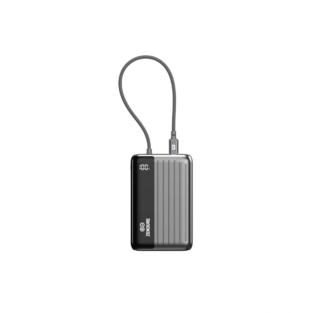 باور بانك SuperMini Hybrid 10 بسعة 10000 مللي أمبير من زندور - بقوة 45 واط مع كابل USB-C مدمج وشاشة رقمية | ZDSMP-DA10 |