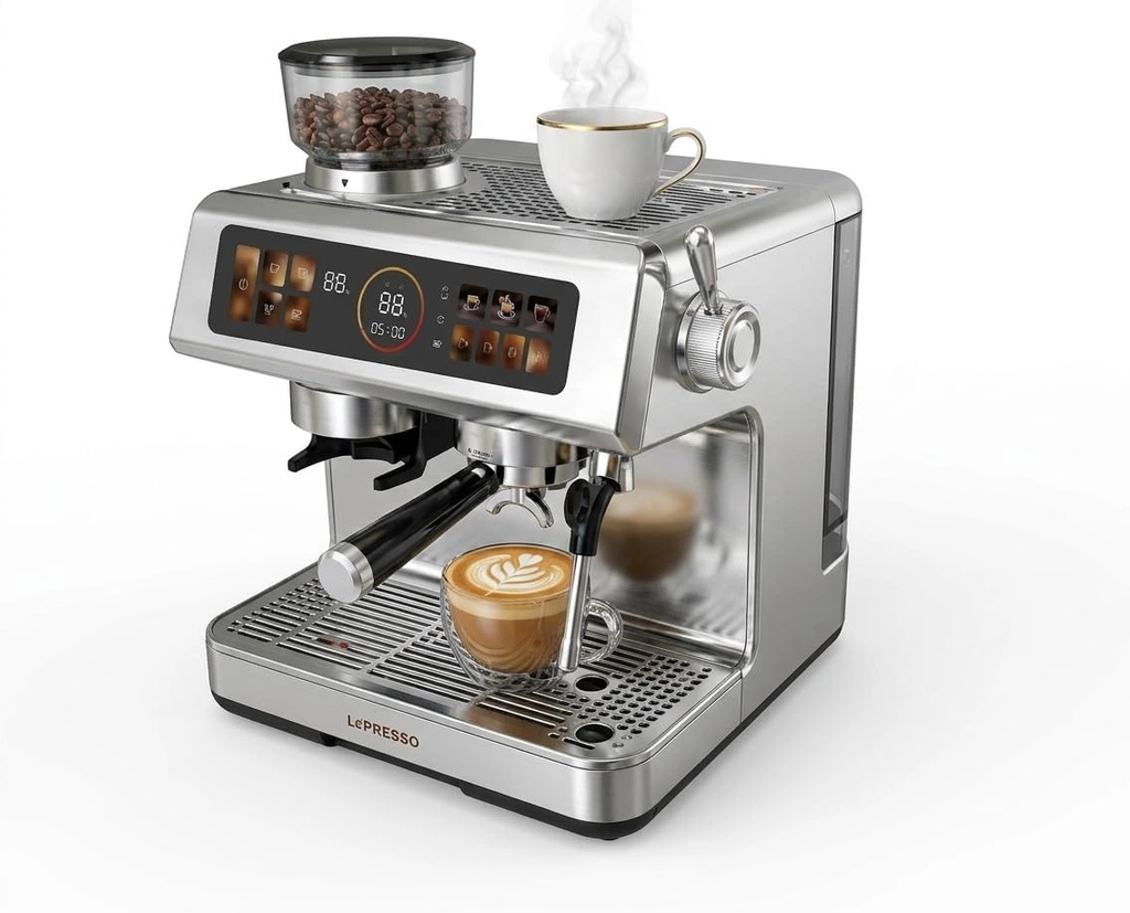 LePresso Deliziosa Semi-Automatic Coffee Machine – 2950W Dual Boiler, 20 Bar Pressure, 2.8L Water Tank, Touch Control | LPCFFSCM0098 |