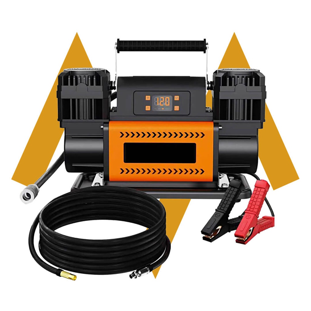 7MD Portable Air Compressor 150 PSI Maximum Pressure 300 LPM Air Flow 12V Heavy-Duty Tire Inflator with Digital Display and Battery Clamps - Fast Inflation for Cars, SUVs, and Off-Road Vehicles | 7MD48625 |