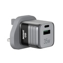 شاحن جداري SuperMini Hybrid بقدرة 35 واط، بمنفذي تايب سي ومنفذ USB-A، يدعم الشحن السريع PD ‏35 واط وQC 3.0، بتصميم مدمج مناسب للسفر من زندور | ZDWC2PORz |