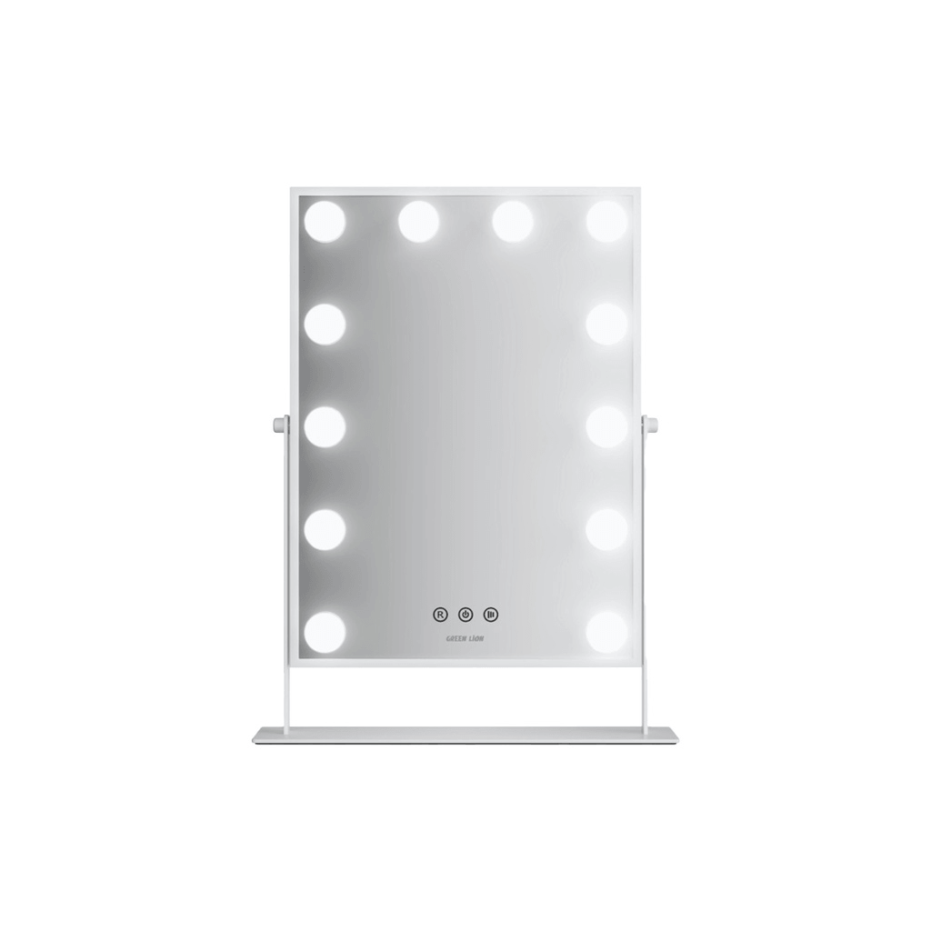 مرآة مكياج Glam Shine مع 12 إضاءة LED، 3 أوضاع ألوان، تحكم باللمس ودوران 360°، مرآة تجميل عالية الدقة لتطبيق مكياج مثالي من جرين ليون - أبيض | GNGLMAKE12WH |
