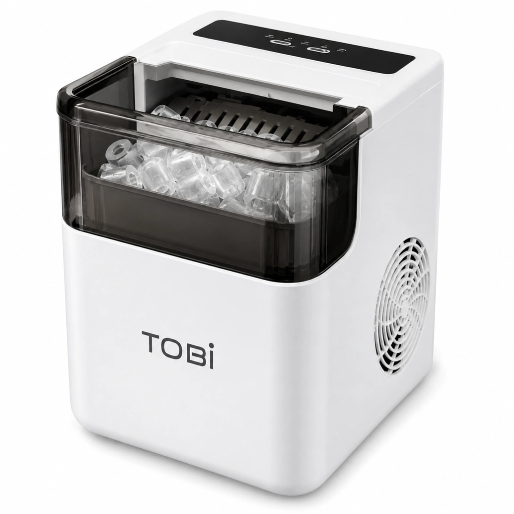 TOBi Automatic Ice Maker, 12kg/24H Ice Production, 1.6L Water Tank, 500g Ice Basket, 2 Ice Sizes, 6–8 Minute Cycle | TB-966 |